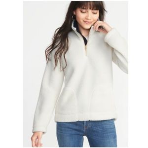Ivory Sherpa 1/4 Zip Sweater. Gently used.